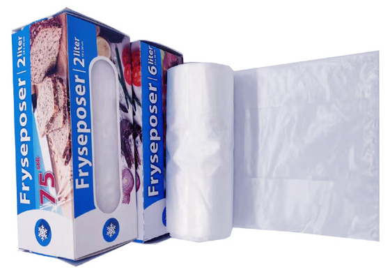 Food Freezer Clear LDPE Recyclable Reusable Bags Flat Bottom Seal