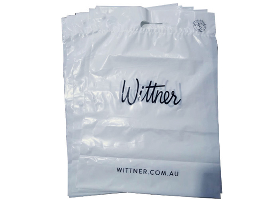 Recyclable Reusable White Reinforced Die Cut Handle Retail Boutique Shopping Bags