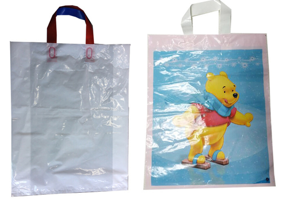 Reusable and Recyclable Customized Logo Soft Loop Handle Merchandise Shopping Bags, Boutique Bags, Grocery Bags