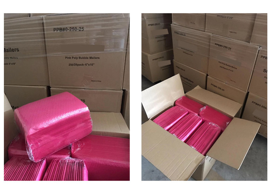 Pink 6x10 Bubble Padded Mailers With Self Adhesive Fold Over Flap