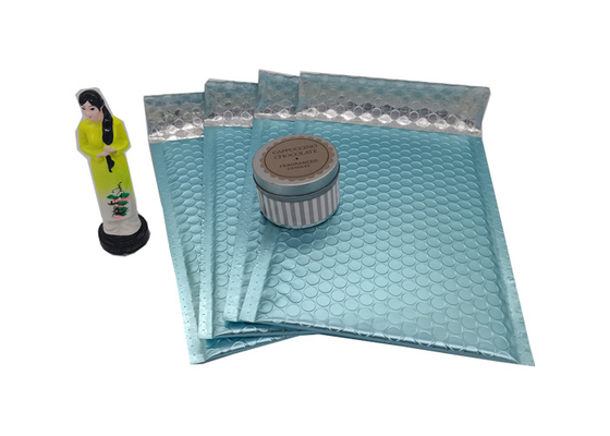 6x9inch Poly Metallic Bubble Wrap Envelopes Ice Blue Color