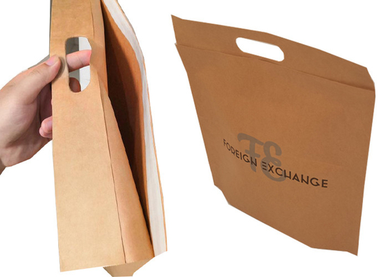 Brown Kraft 12x16 Inch Recycled Paper Bags With Handles Eco Friendly