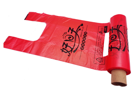 durable Embossed Singlet Shopping Bags Easy Opening T Shirt Trash Bags