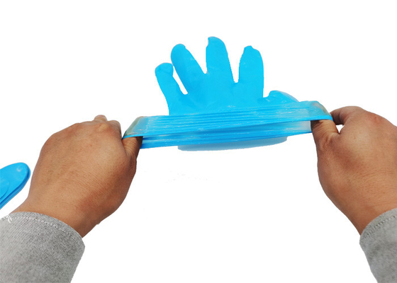 Flexible Puncture-resistant Blue CPE Gloves for Kitchen Food Classification