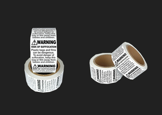 2x2 inch Suffocation Warning Label Matte White Finish With 3" Core