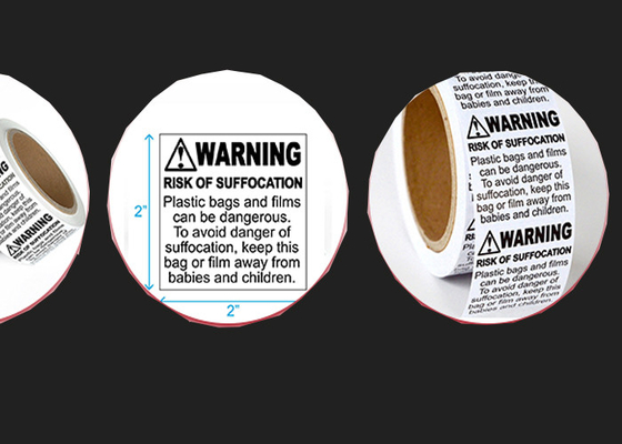 2x2 inch Suffocation Warning Label Matte White Finish With 3" Core