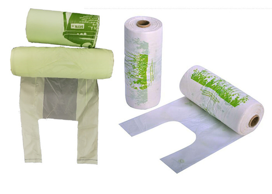 PLA 50mic Biodegradable And Compostable Bags With T Shirt Handle