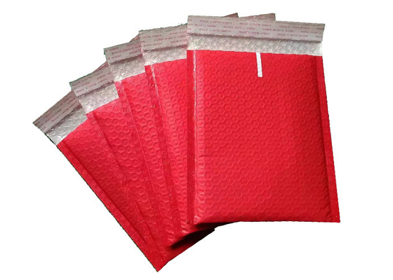 Self Adhesive Red Metallic Bubble Mailers LDPE Poly Mailer Shipping Bags