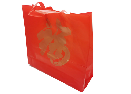 China Red HDPE / LLDPE Plastic Boutique Bags With Soft Loop Handle