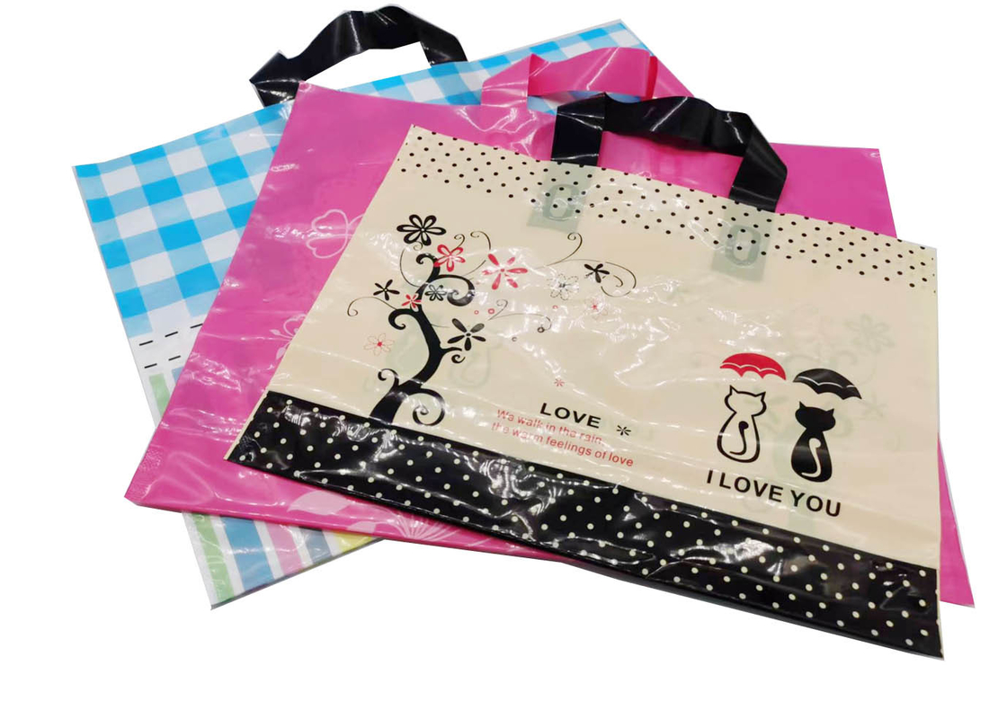 Gravure Soft Loop Handle Reusable Shopping Bags Made From Recycled Plastic