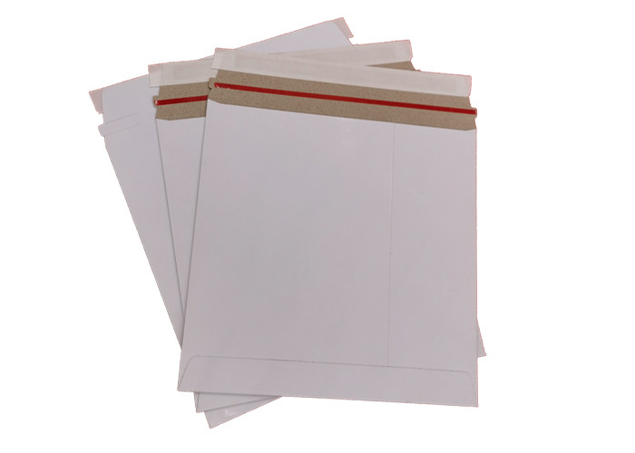 350gsm 24pt Eco Friendly Rigid Mailers White Paperboard With Self Seal