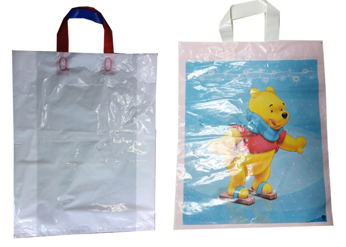 Reusable and Recyclable Customized Logo Soft Loop Handle Merchandise Shopping Bags, Boutique Bags, Grocery Bags