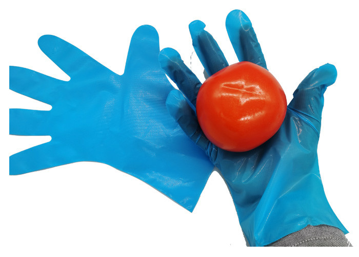 Flexible Puncture-resistant Blue CPE Gloves for Kitchen Food Classification