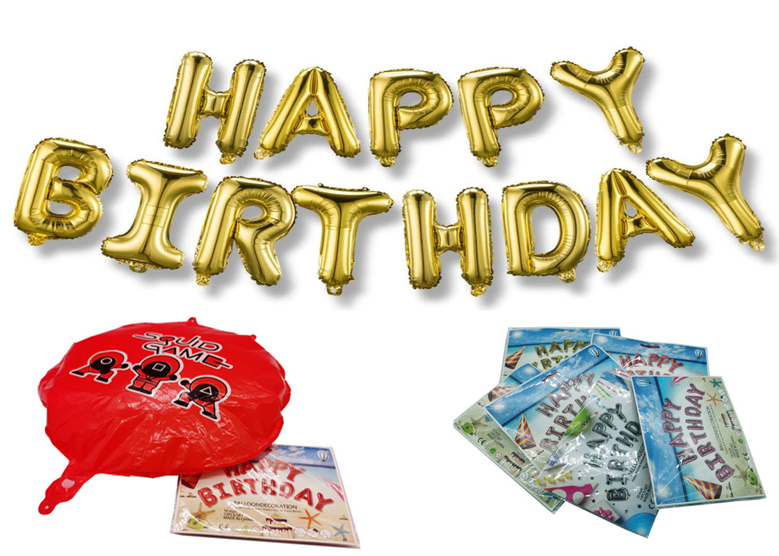 ISO9001 Inflatable Mylar Foil Happy Birthday Balloons Banner