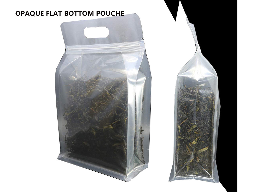 Flat Bottom Opaque Clear Resealable Stand Up Zipper Bag With Handle